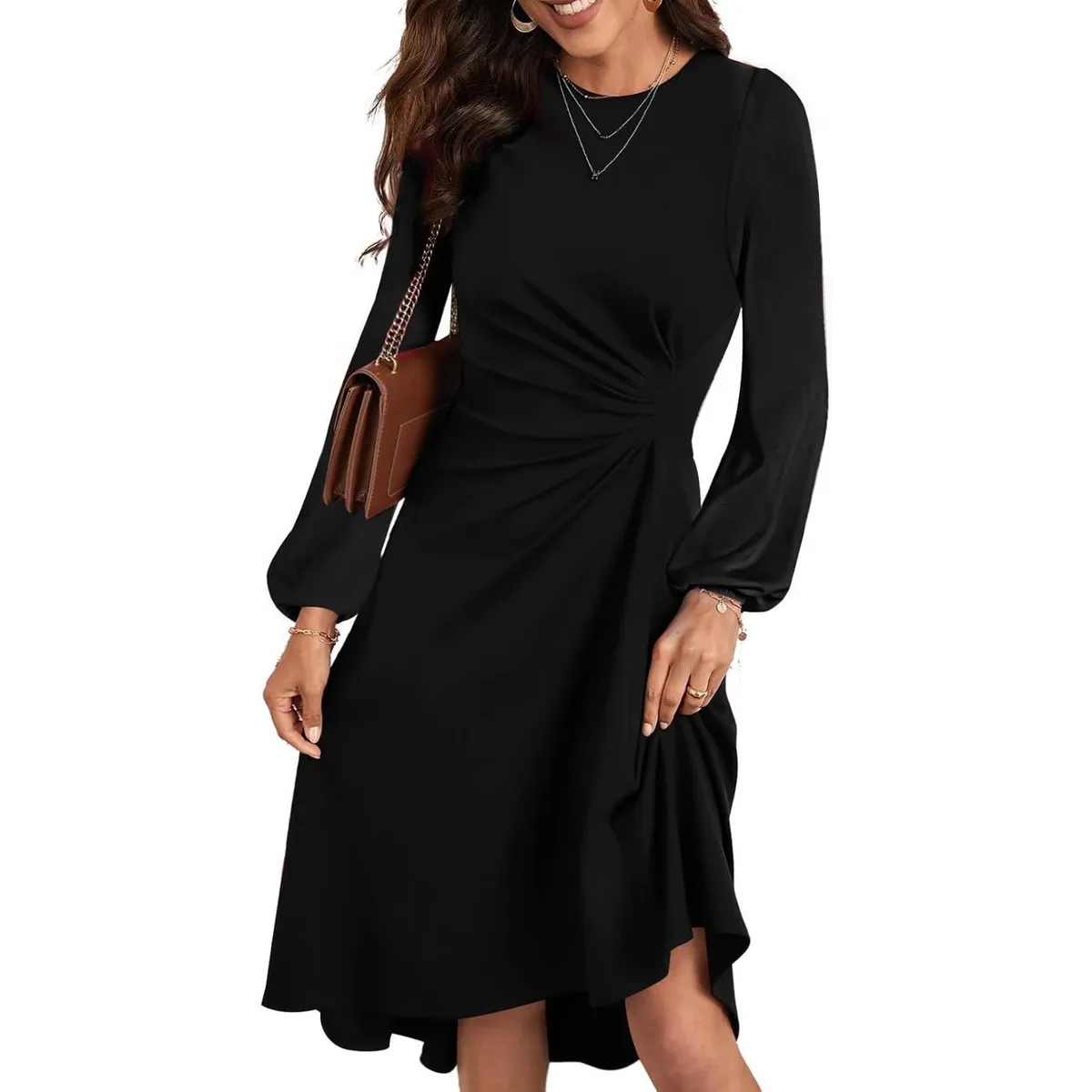 TIOZONEY - Vestido de cóctel con mangas de media caña