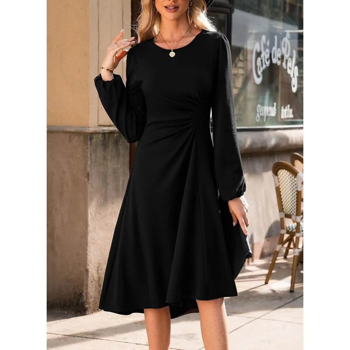 TIOZONEY - Vestido de cóctel con mangas de media caña