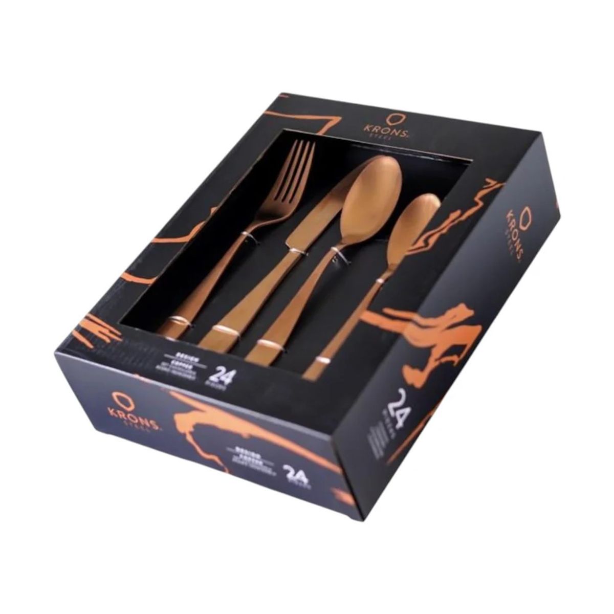 KRONS - Set de Cubiertos Acero Inoxidable 24Pzs Bronce Copper krons