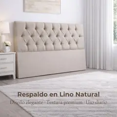 GENERICO - Respaldo Cama Dos Plazas Tapizado en Lino Color Beige