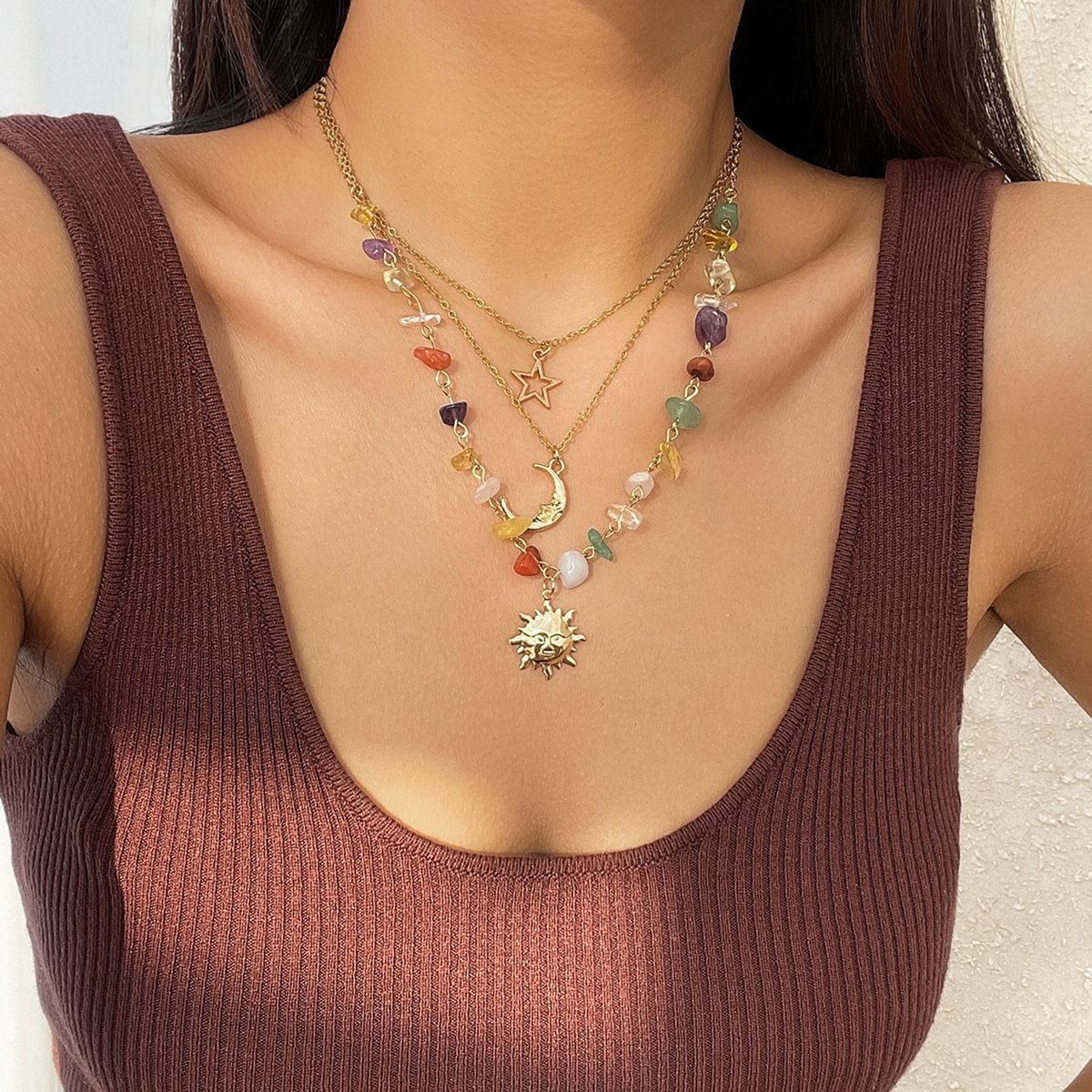 TIOZONEY - Collar Dorado Mujer