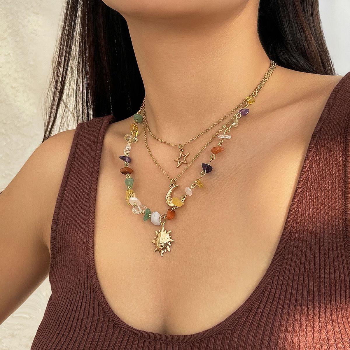 TIOZONEY - Collar Dorado Mujer