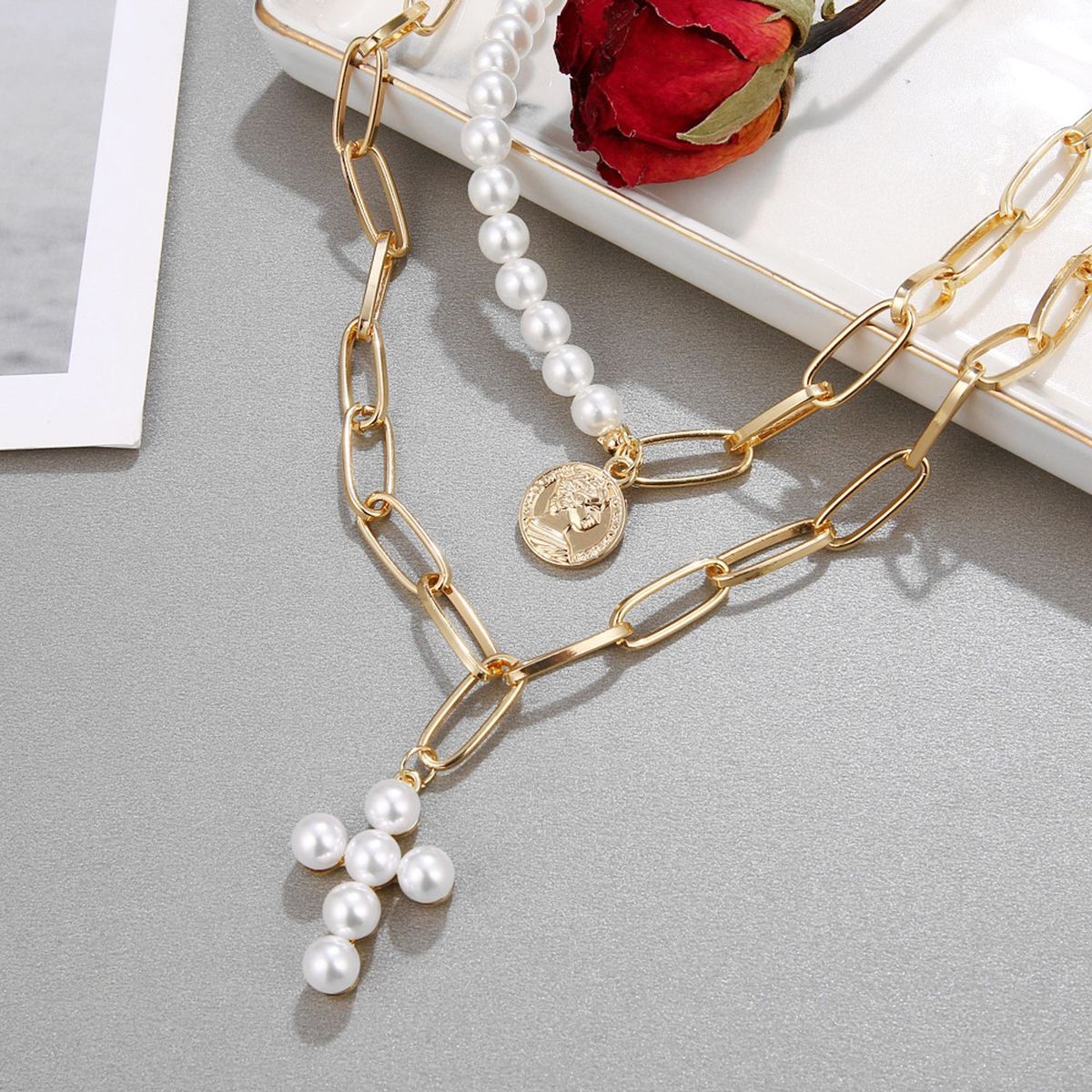 TIOZONEY - Collar Dorado Mujer