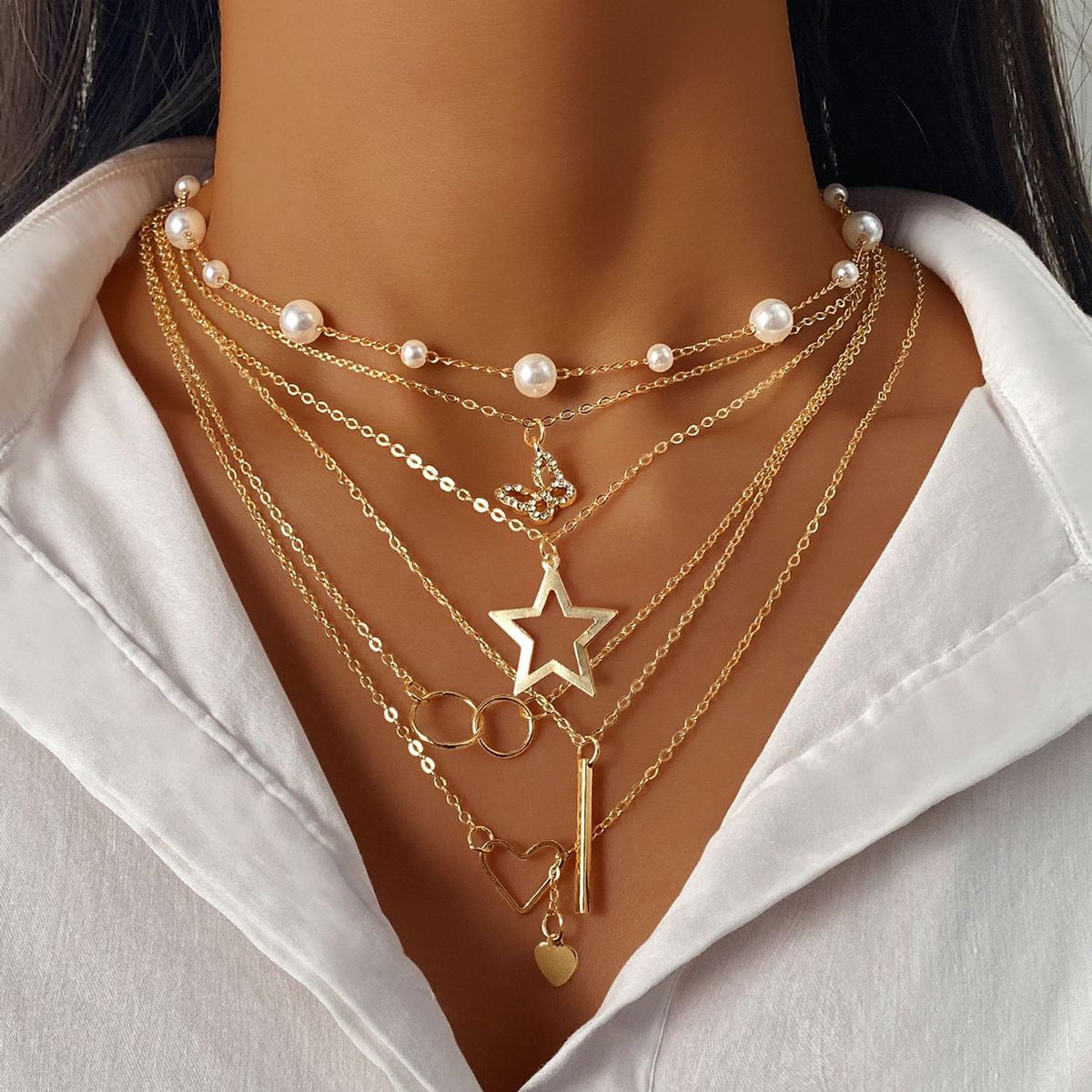 TIOZONEY - Collar Dorado Mujer