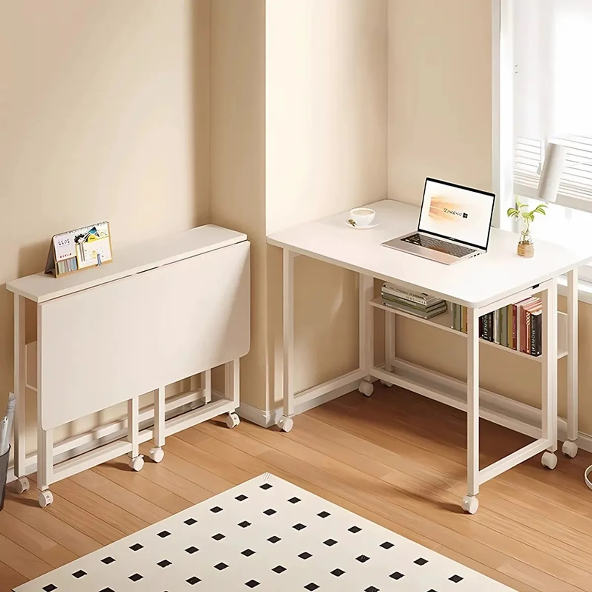 VIDITA - Mesa Plegable Con Ruedas 100cm Escritorio Plegable Multiuso Plegado en 10 Segundos