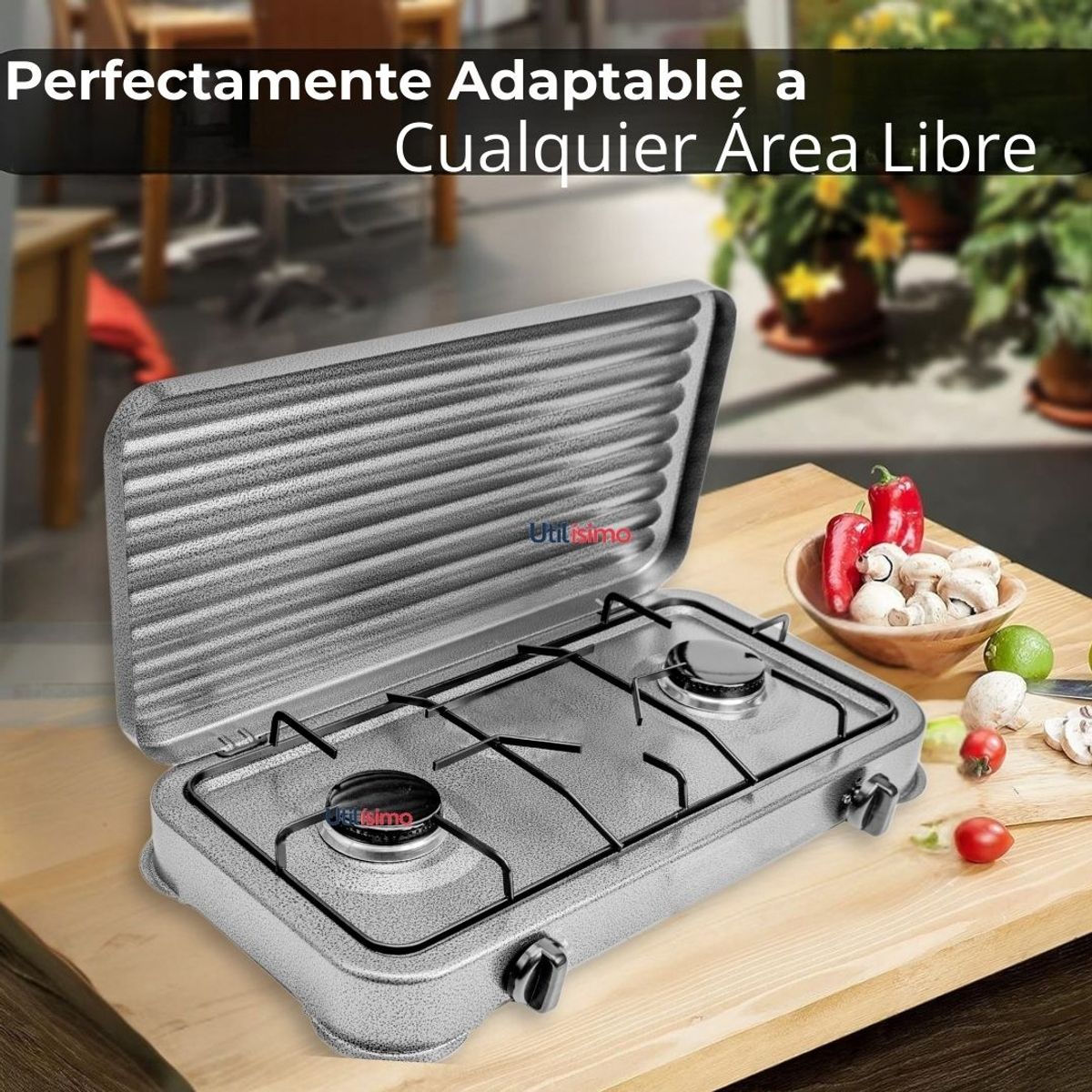 LINE - Cocina Encimera a Gas Licuado 2 Platos Cocinilla Gris