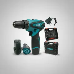 GENERICO - Taladro Atornillador Inalambrico 12v Azul Con Accesorios Bateria Ideal Para Hogar Figoimport.