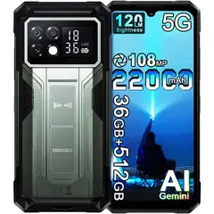 DOOGEE - S200 MAX 5G Celular 36GB+512GB 108MP 22000mAh Android 15 Smartphone-Verde