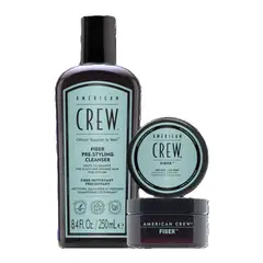 AMERICAN CREW - SET FIBER PRE-STYLER SHAMPOO + POMADA