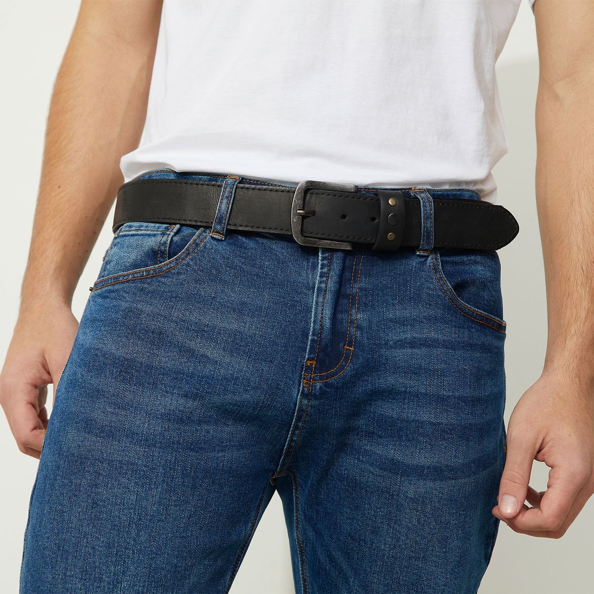 BASEMENT - Cinturón Hombre Basement Casual Diseño Liso