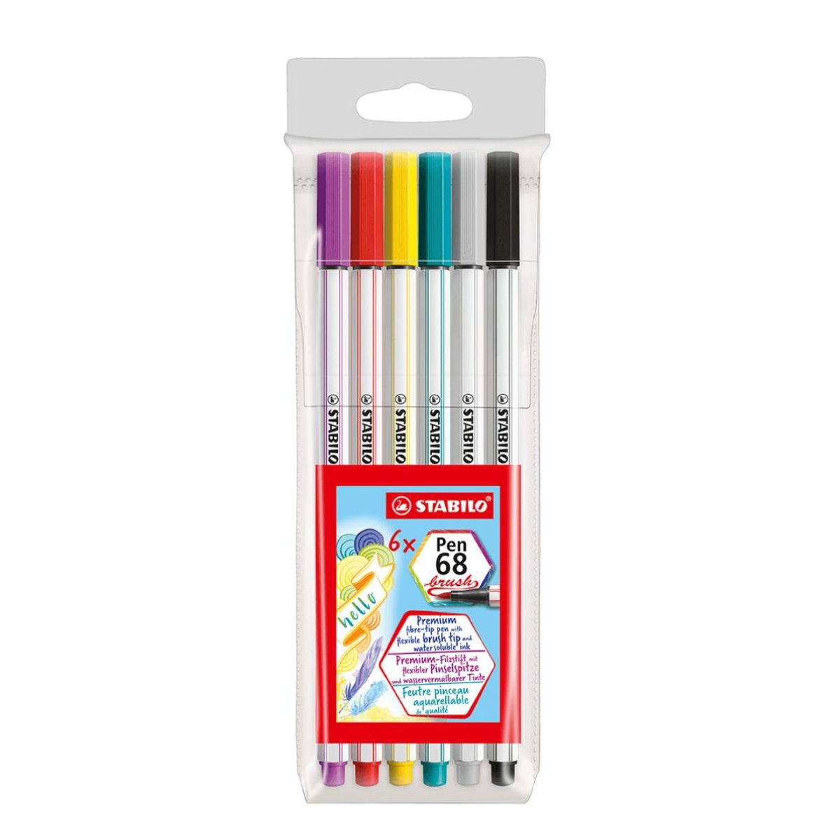 STABILO - Pack 6 Rotulador Con Punta De Pincel Stabilo Pen 68 Brush