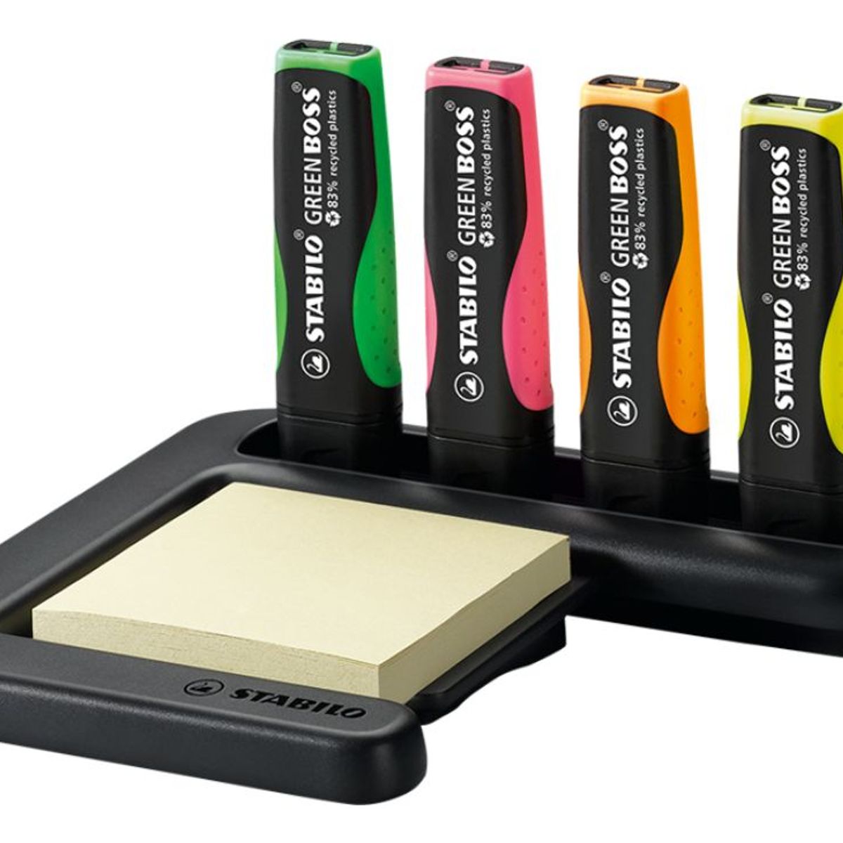 STABILO - Set 4 Destacadores Ecológico Stabilo Green Boss + Post-it