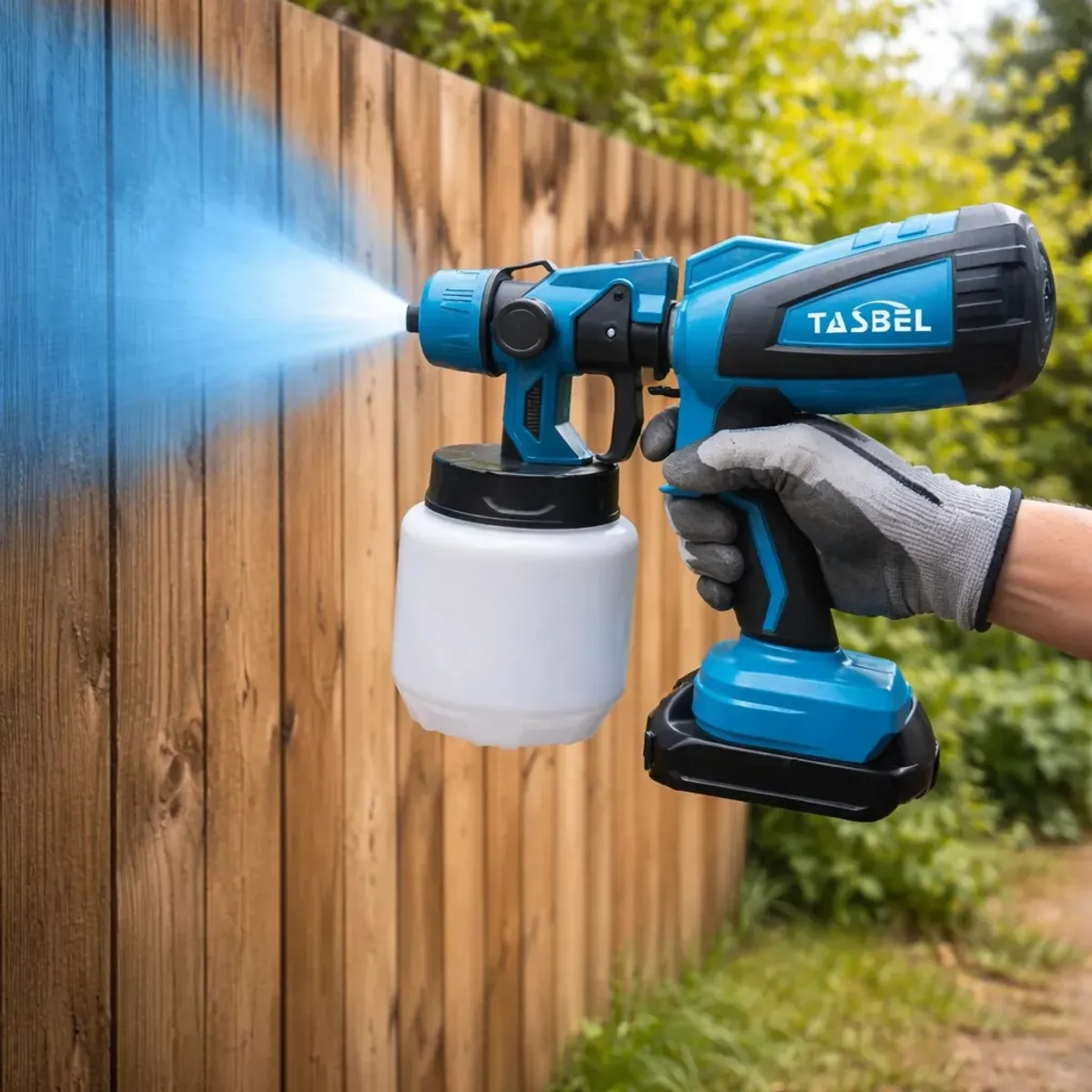 TASBEL - Pulverizador De Pintura 350w Inalambrico 2 Baterías 98v Azul Petróleo FIGOIMPORT