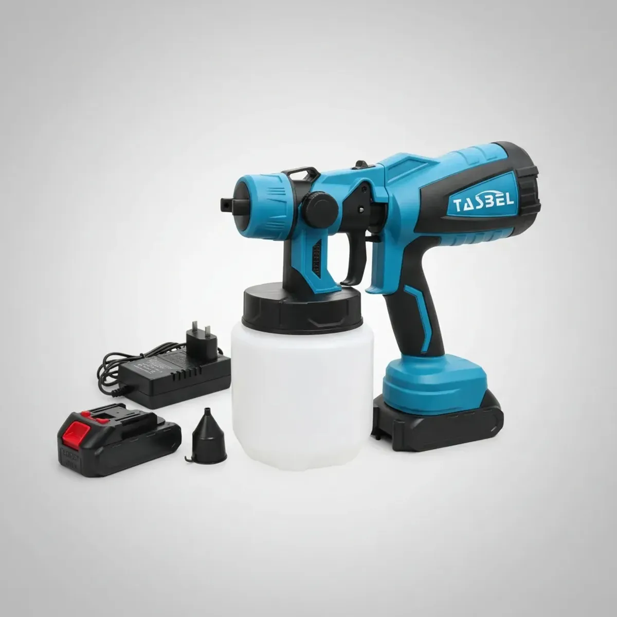 TASBEL - Pulverizador De Pintura 350w Inalambrico 2 Baterías 98v Azul Petróleo FIGOIMPORT
