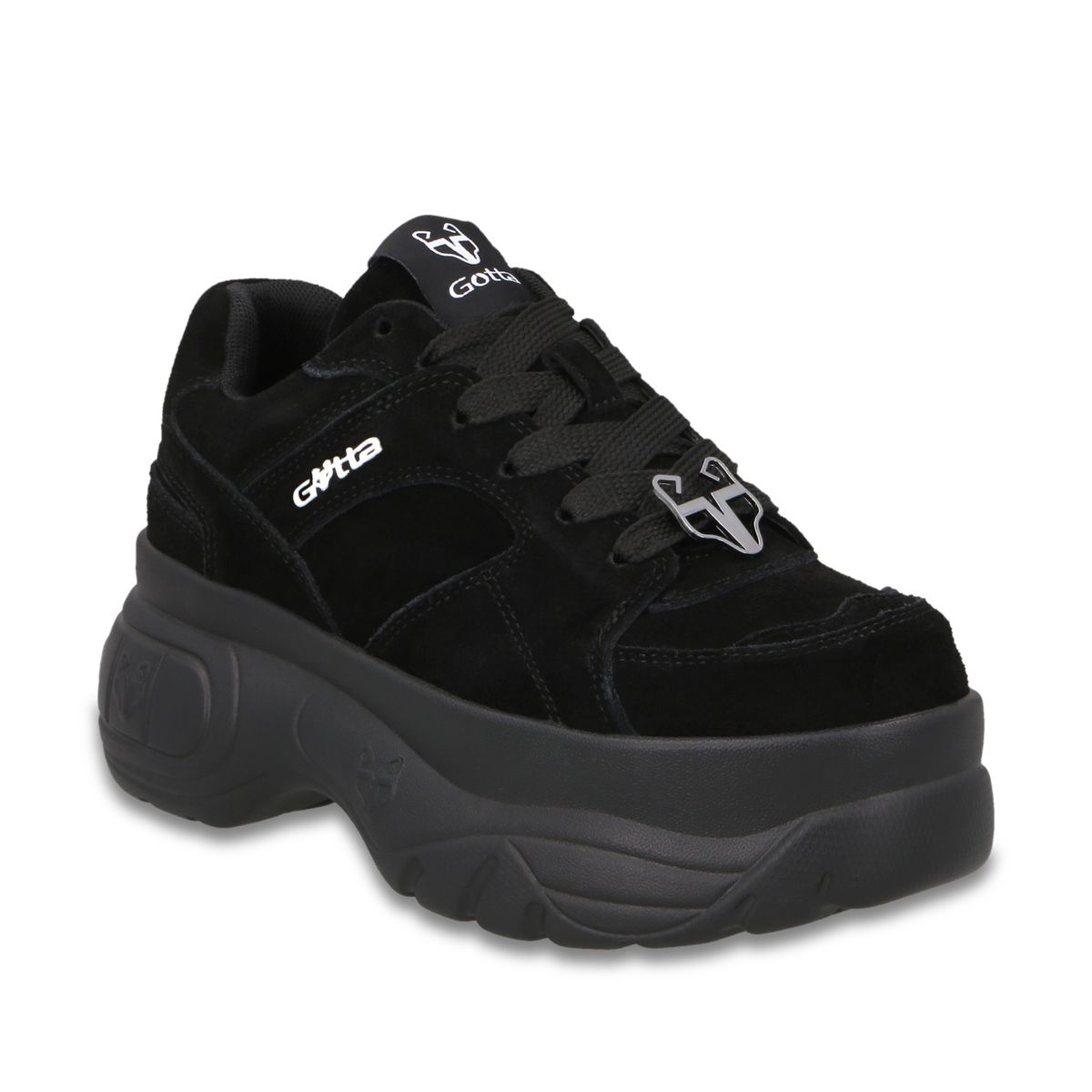 GOTTA - Zapatilla Plataforma Cuero Negra Mujer 9724A