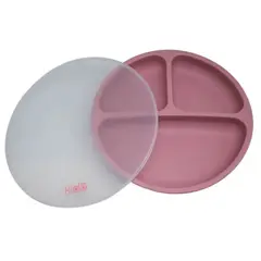 KEEP - Plato Silicona Bebe Kido Ventosa y 3 Divisiones Rosado - PS
