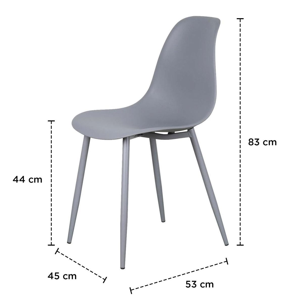 ESCANDINAVIA - Silla Deco Plastico Patas Metálicas Igor 45*53*83 Gris