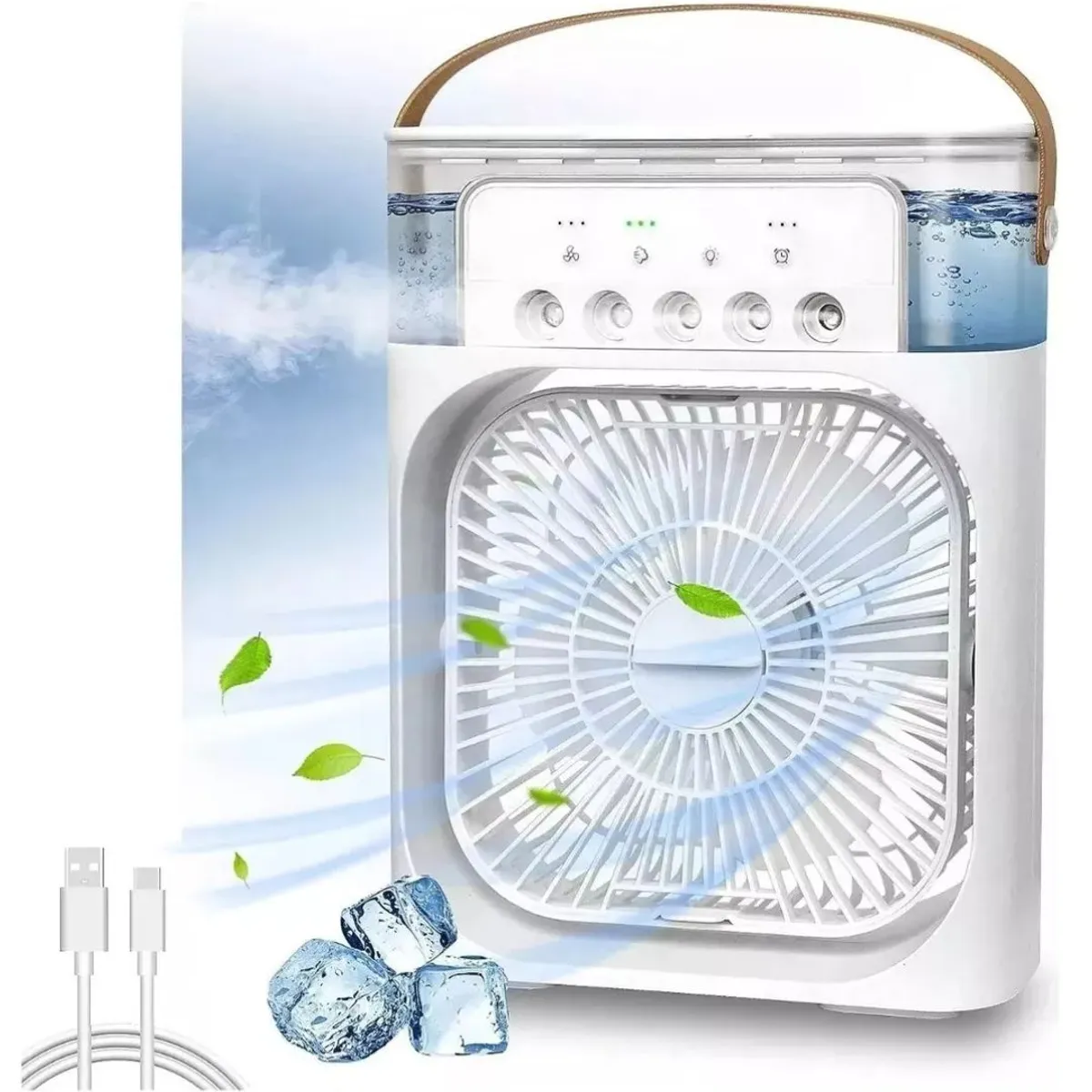 LINE - Climatizador Portátil Frío 4 en 1 Ventilador Humificador Enfriador Lampara LED 220v USB