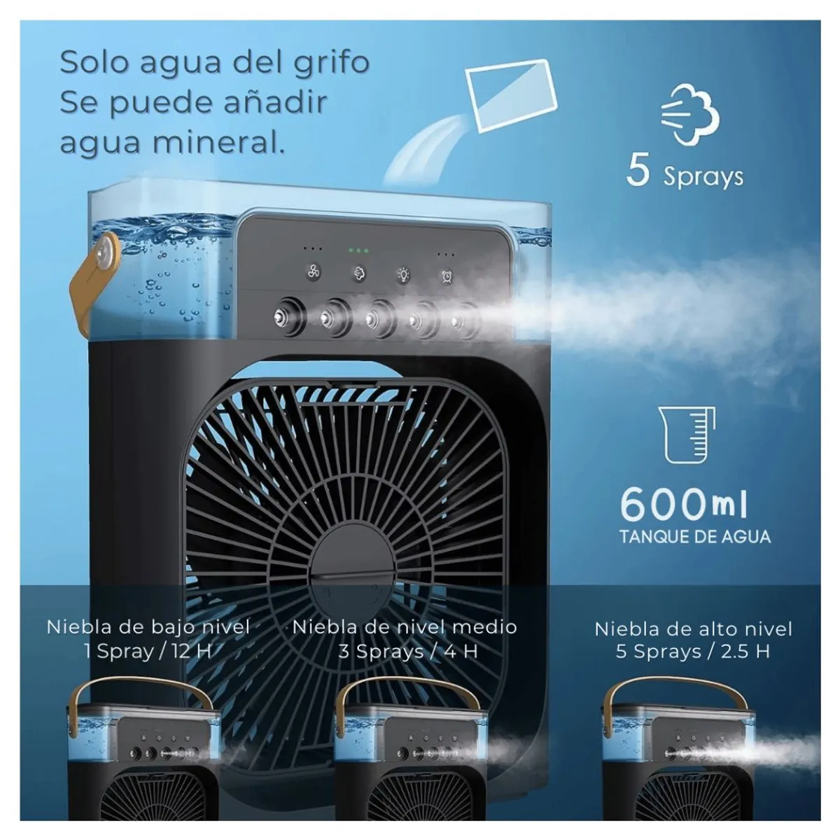LINE - Climatizador Portátil Frio 4 en1 Ventilador Humifica Enfriador Lampara