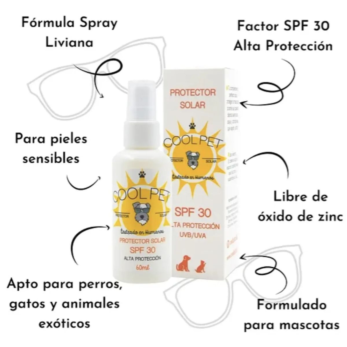 COOLPET - Cool Pet Protector Solar Para Mascotas Perros 60ml Spf 30