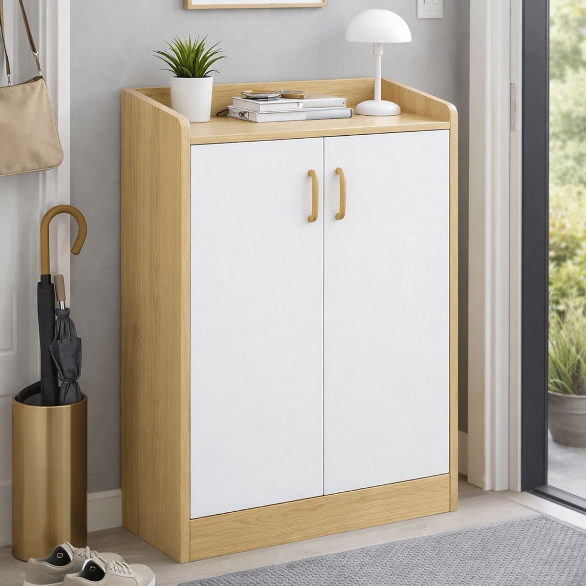SPACE HOME - Zapatero Organizador Blanco Madera 60x30 cm 16 Pares para Entrada