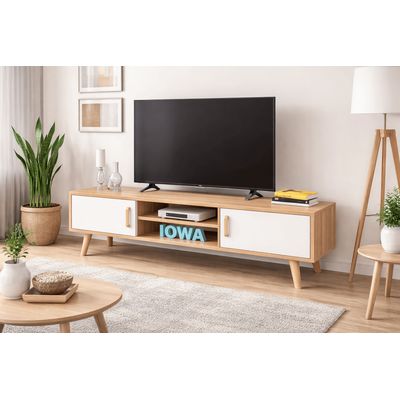 Imagen 2 del producto Mueble Rack para TV hasta 50” Diseño Moderno 120 cm Blanco y Madera