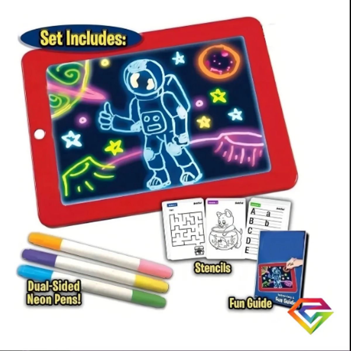 GENERICO - Gianpa Pizarra Mágica Deluxe con Luces Borrable Aprendizaje Niños 5-7 Años