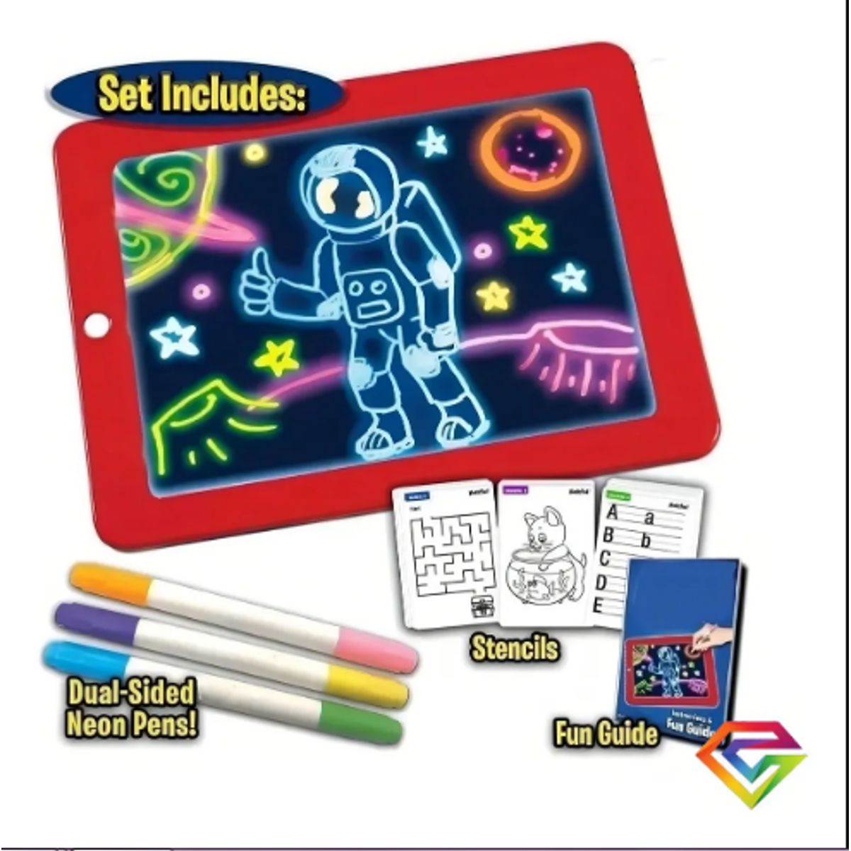 GENERICO - Gianpa Pizarra Mágica Deluxe con Luces Borrable Aprendizaje Niños 5-7 Años