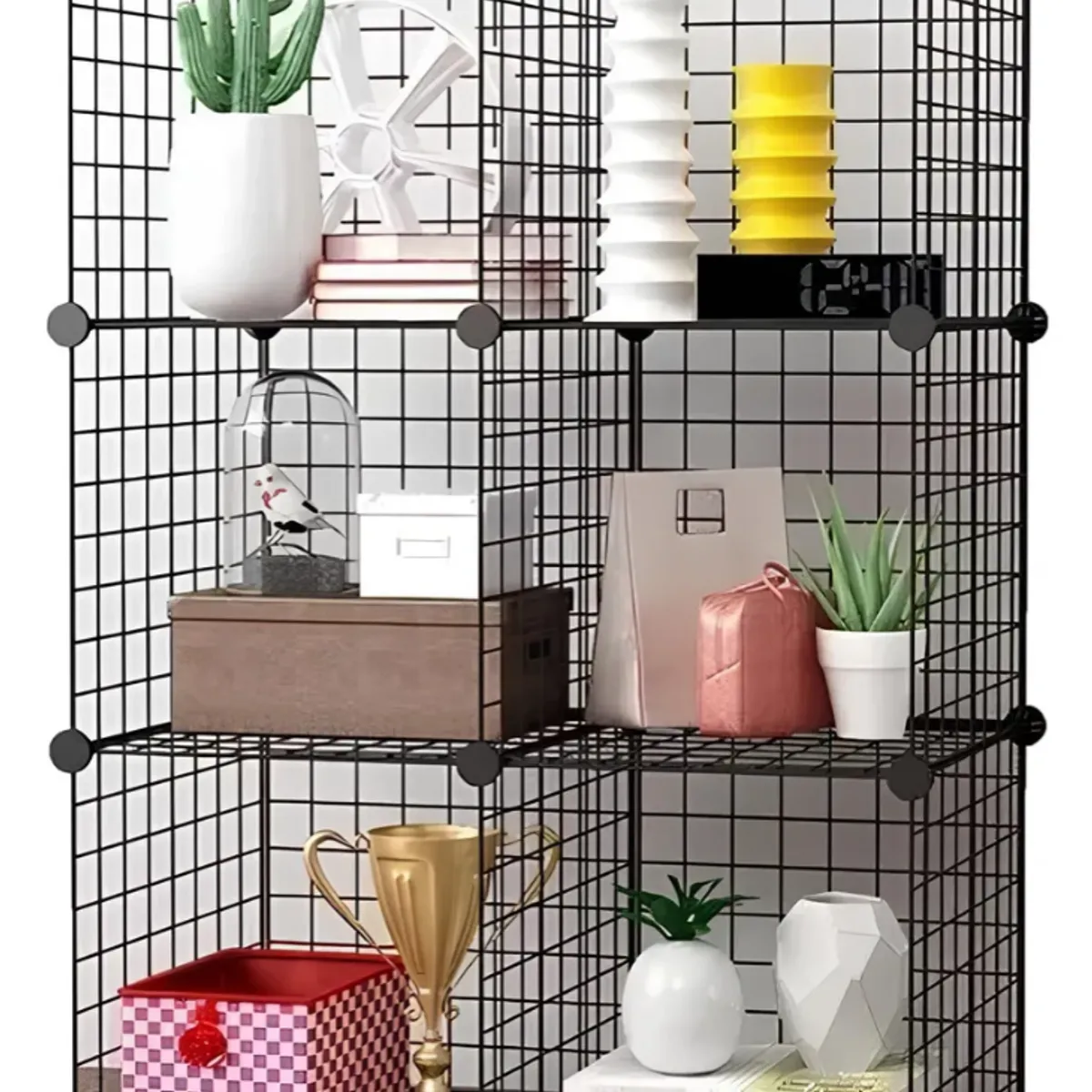 OKAY - Armario Organizador Metálico Negro 6 Cubos