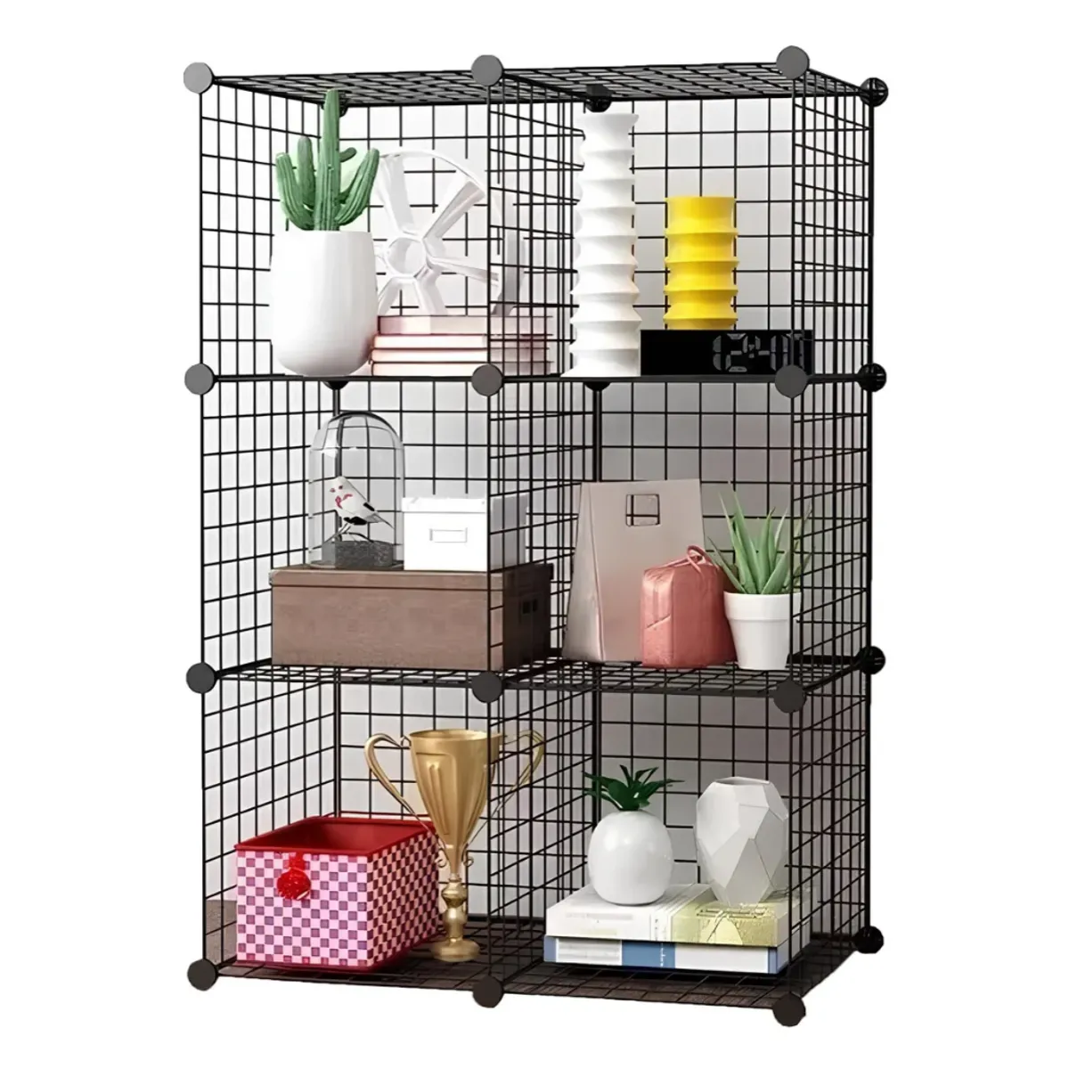 OKAY - Armario Organizador Metálico Negro 6 Cubos