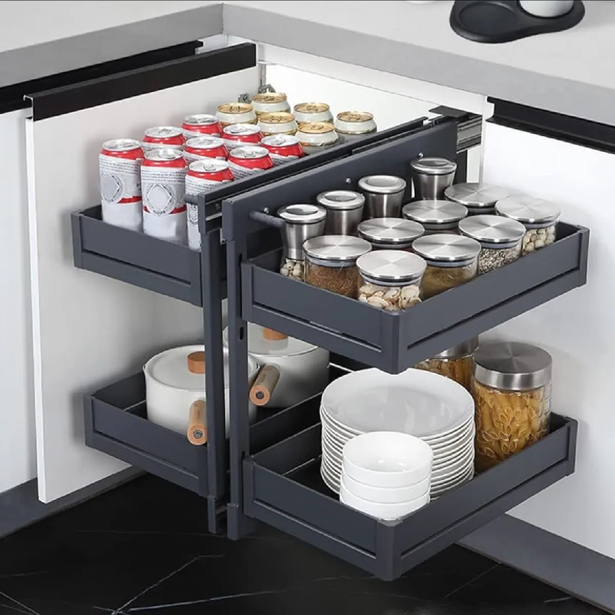 GENERICO - organizador de cocina Esquinero Mágico 4 Bandejas (Magic Corner)