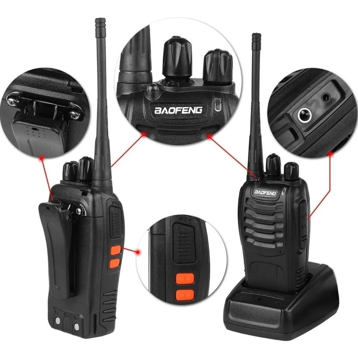 GENERICO - Pack X2 Radio Transmisor Walkie Talkie Bf-888s Baofeng Recargable Ideal Camping Seguridad