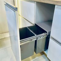 Basurero Extraible 2x20 Litros Cierre Suave Gris 40 litros en total