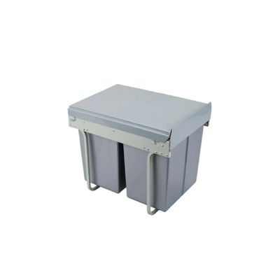 Imagen 2 del producto Basurero Extraible 2x20 Litros Cierre Suave Gris 40 litros en total