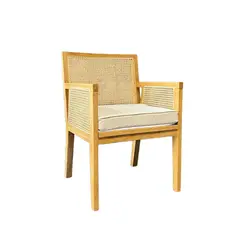 NECTAR - Silla New Naura Con Brazos Madera de Fresno y Ratán Natural con Cojín color natural