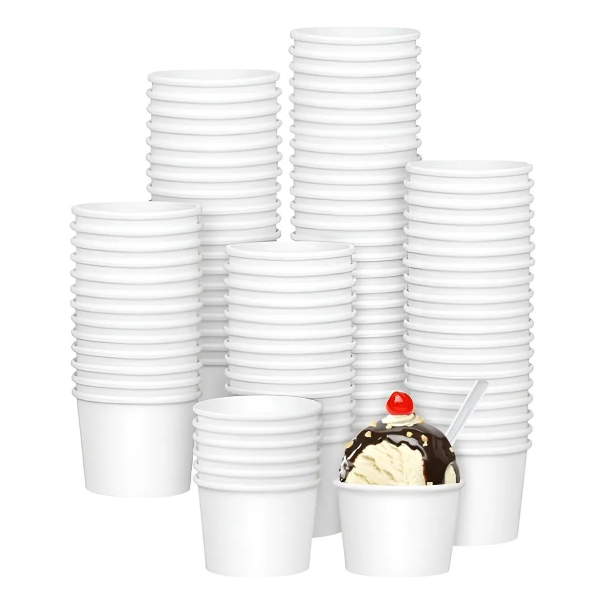 PASTELERIUSCL - 100 Vasos Polipapel Helado Vasos Desechables Pote Helado 4oz