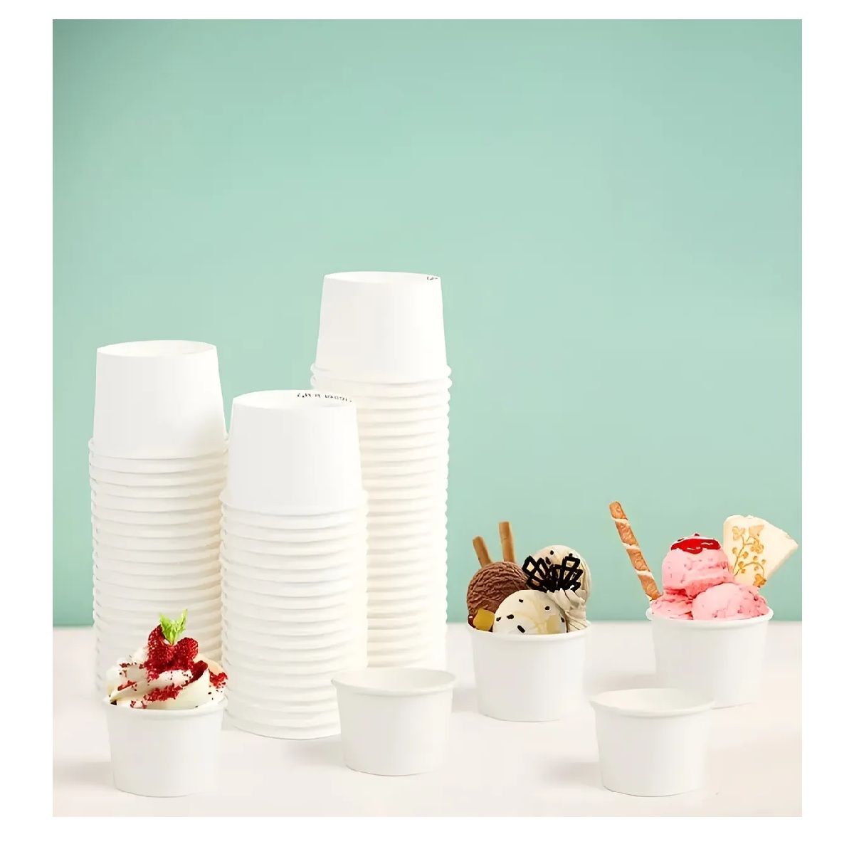 PASTELERIUSCL - 100 Vasos Polipapel Helado Vasos Desechables Pote Helado 4oz