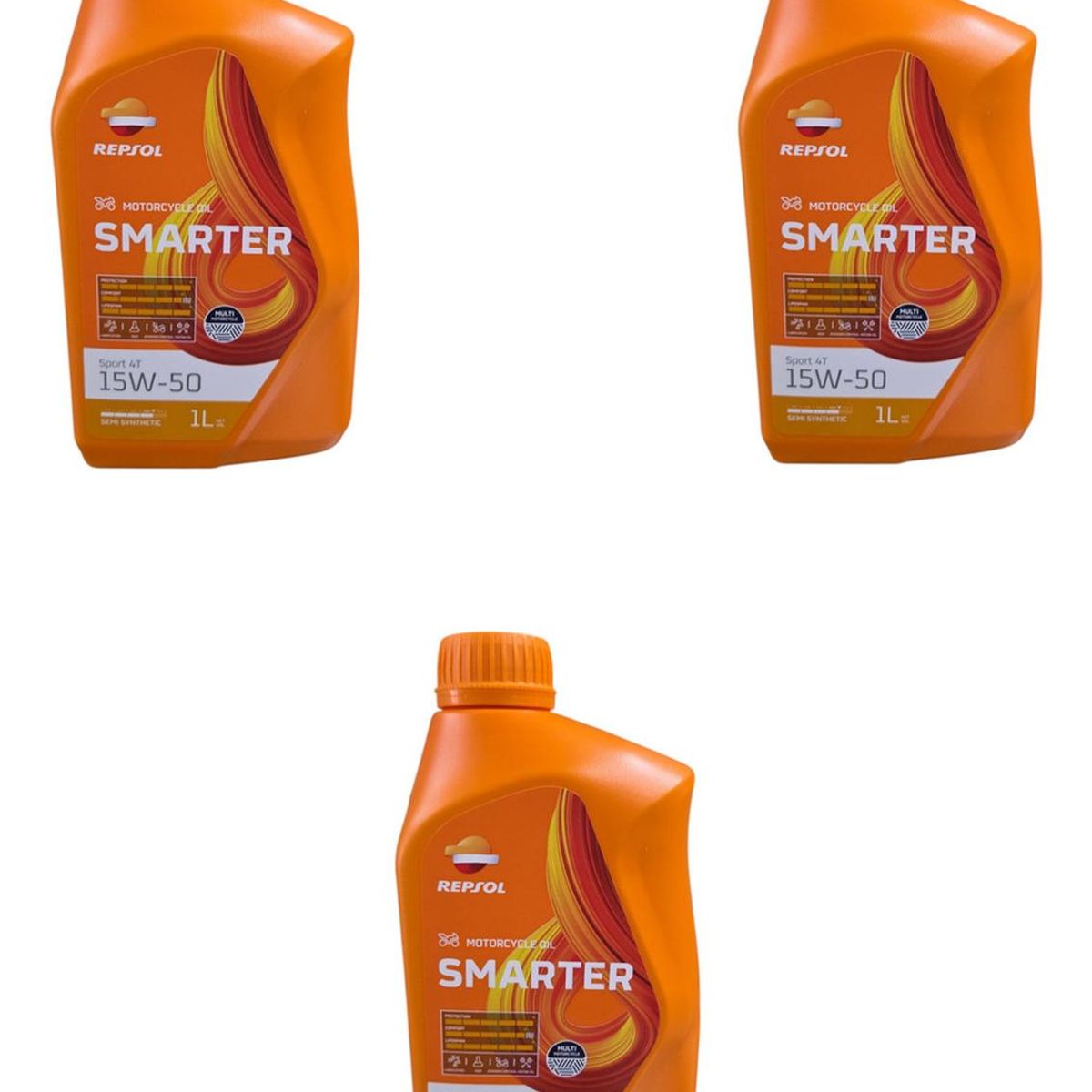 GENERICO - Aceite 15w50 Smarter Moto Repsol Semi - Sintetico 4t Pack X3