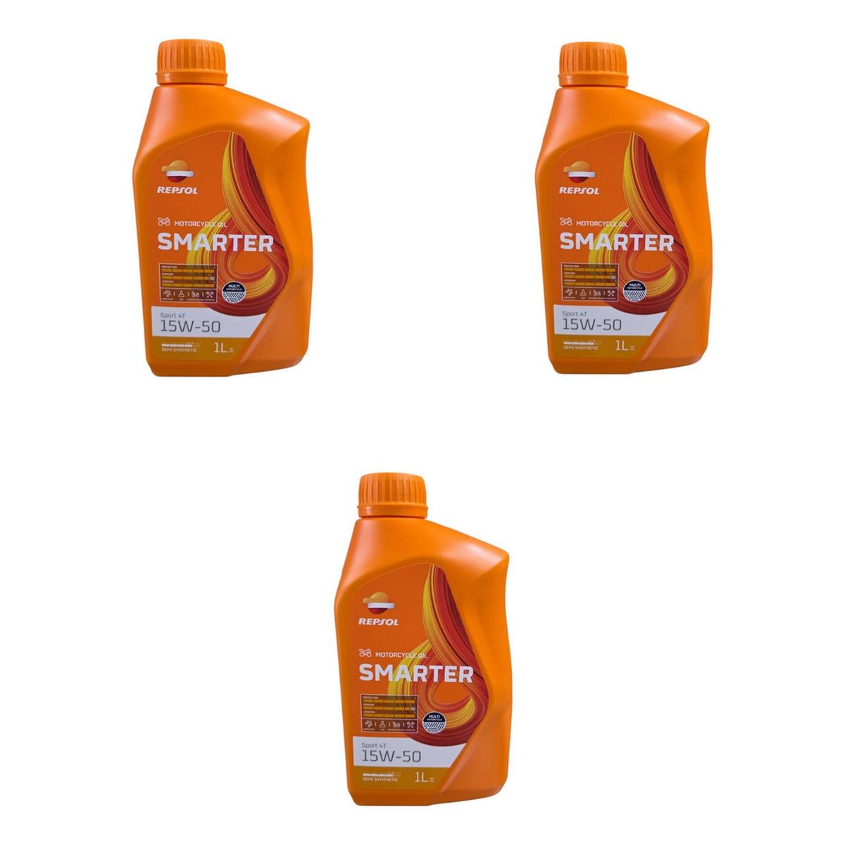 GENERICO - Aceite 15w50 Smarter Moto Repsol Semi - Sintetico 4t Pack X3