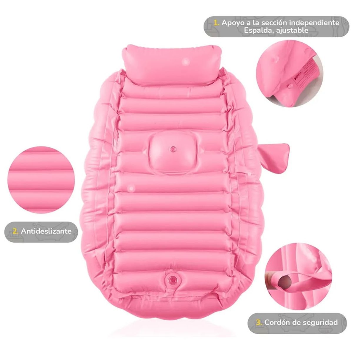 GENERICO - Bañera inflable plegable portátil para bebés con bomba aire