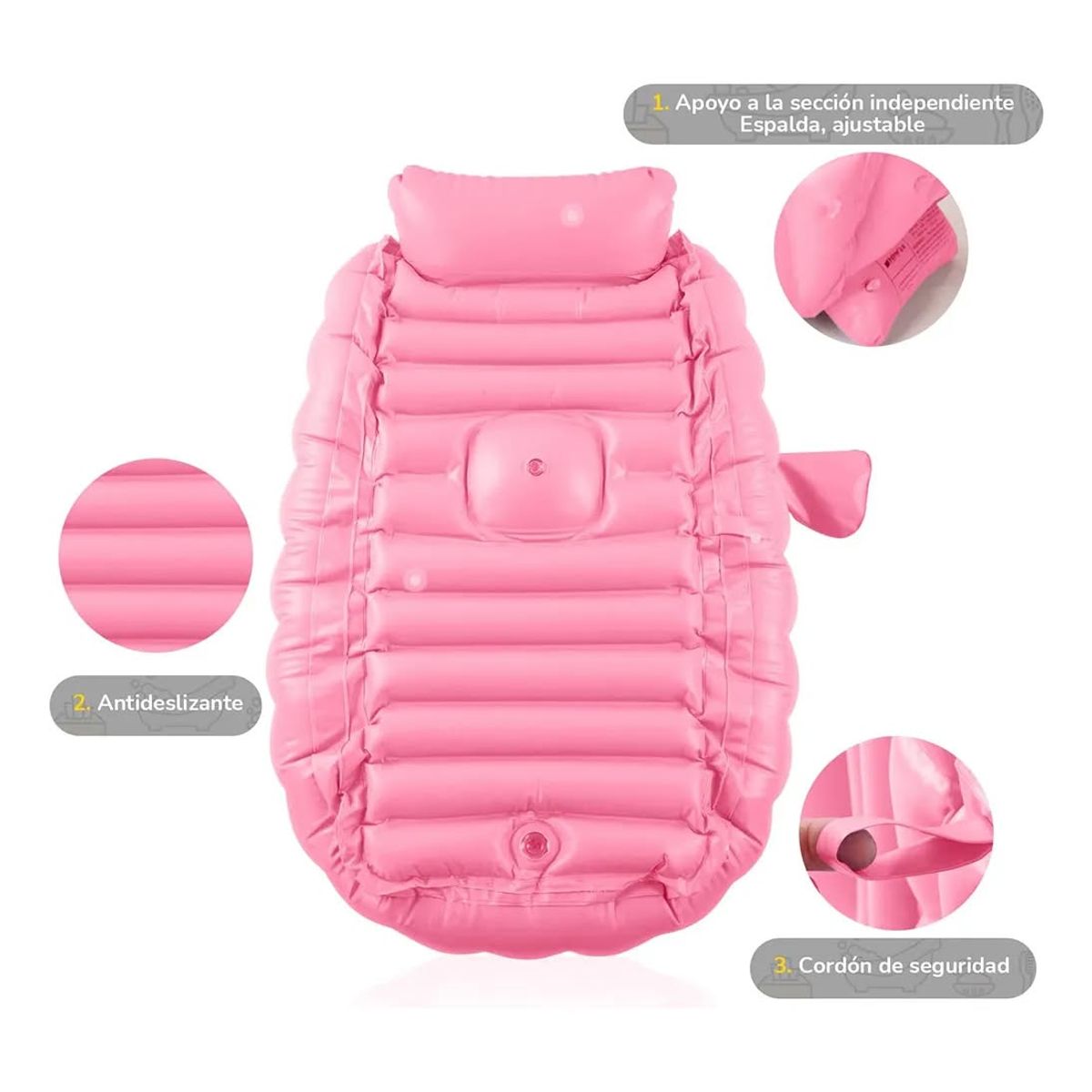 GENERICO - Bañera inflable plegable portátil para bebés con bomba aire