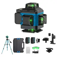 MUNDO MAGIA - Nivel Laser 16 Lineas Verde 360 Y Tripode 1 Metro Ajustable