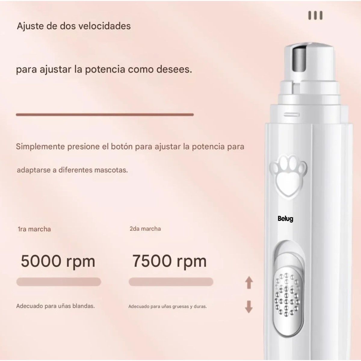 GENERICO - Set De Amoladora De Uñas Recargable Para Perro Gato Cortaúña blanco BELUG