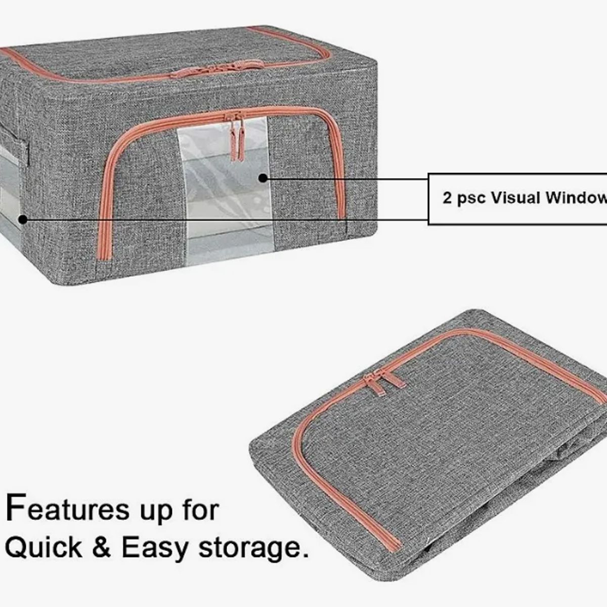 OKAY - Caja Almacenamiento Para Ropa Transparente Soporte De Metal