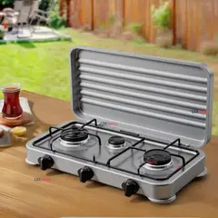 LINE - Cocina Encimera A Gas Licuado 3 Platos Cocinilla Gris