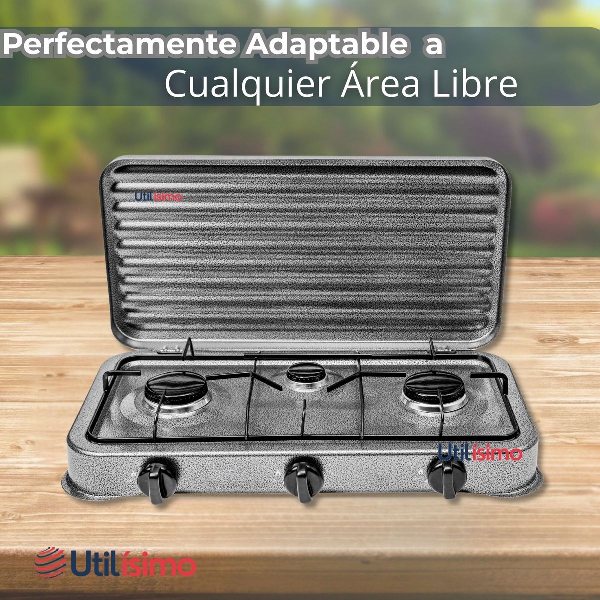 LINE - Cocina Encimera A Gas Licuado 3 Platos Cocinilla Gris