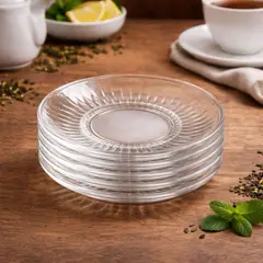 BORMIOLI - Set 6 Plato Para Taza De Té Vidrio 14cm - Barshine