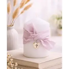 LAFANTINA - VELA CIRIO 10 CM COMUNIÓN O BAUTIZO ROSA