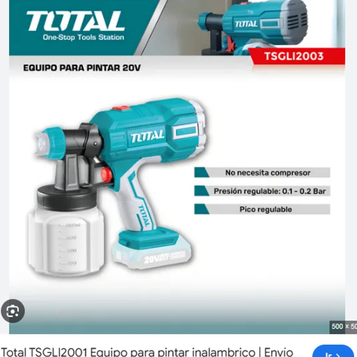 TOTAL TOOLS - pistola para pintar inalámbrica de 20V Total tools
