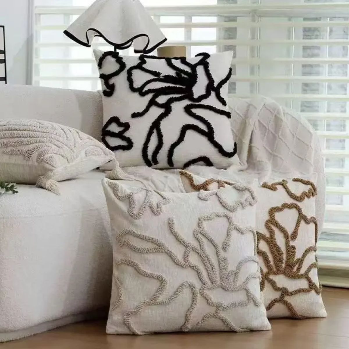 OKAY - Pack 3 Fundas De Cojin Diseño Boho Decoración Blanco 45x45cm